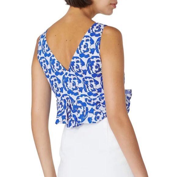 Thakoon x Rent the Runway Blue Floral Ruffle Crop Top - Size 0 - Picture 2 of 10